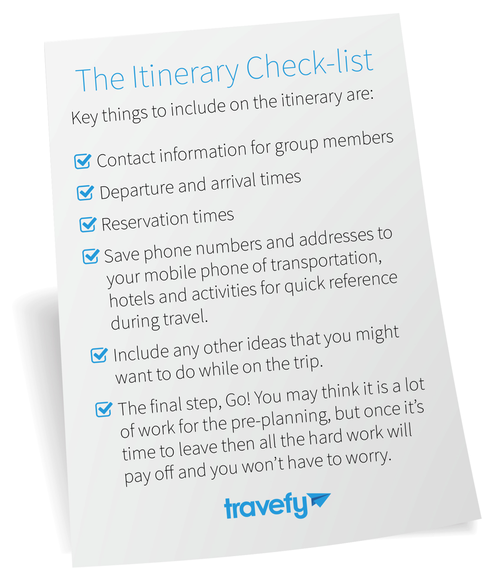 Travel Planning Itinerary Check-list